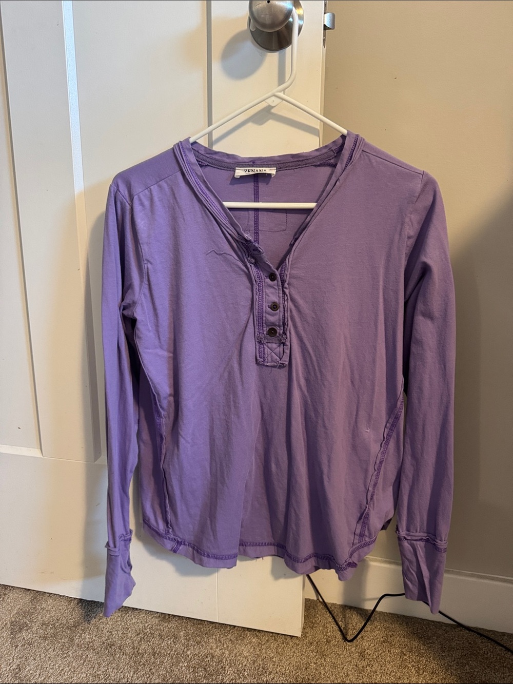 Zenana Outfitters Lavender Long-Sleeve Henley